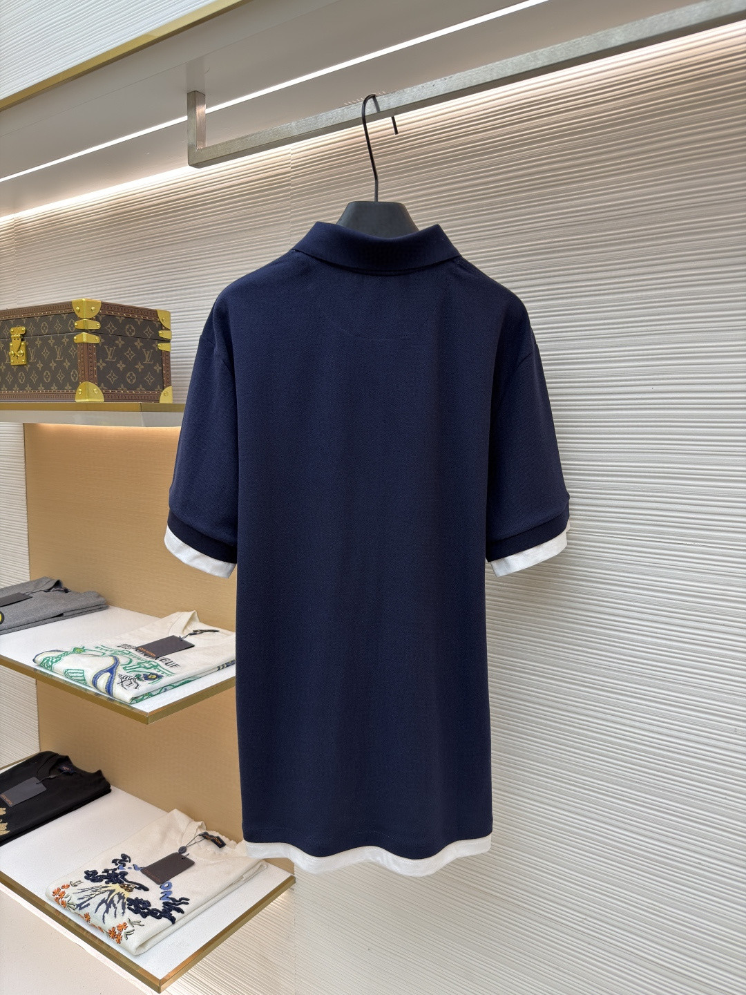 PRADA 普拉达 撞色假两件Polo衫 短袖 T恤 蓝色 A2 UJN911-15DA-F0124-S-OOO