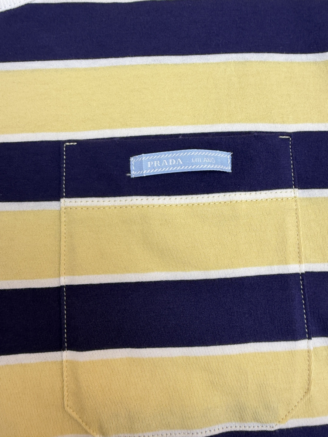 PRADA 普拉达 条纹口袋圆领短袖 T恤 黄色 A0 39610-189P-F065G-S-OOO