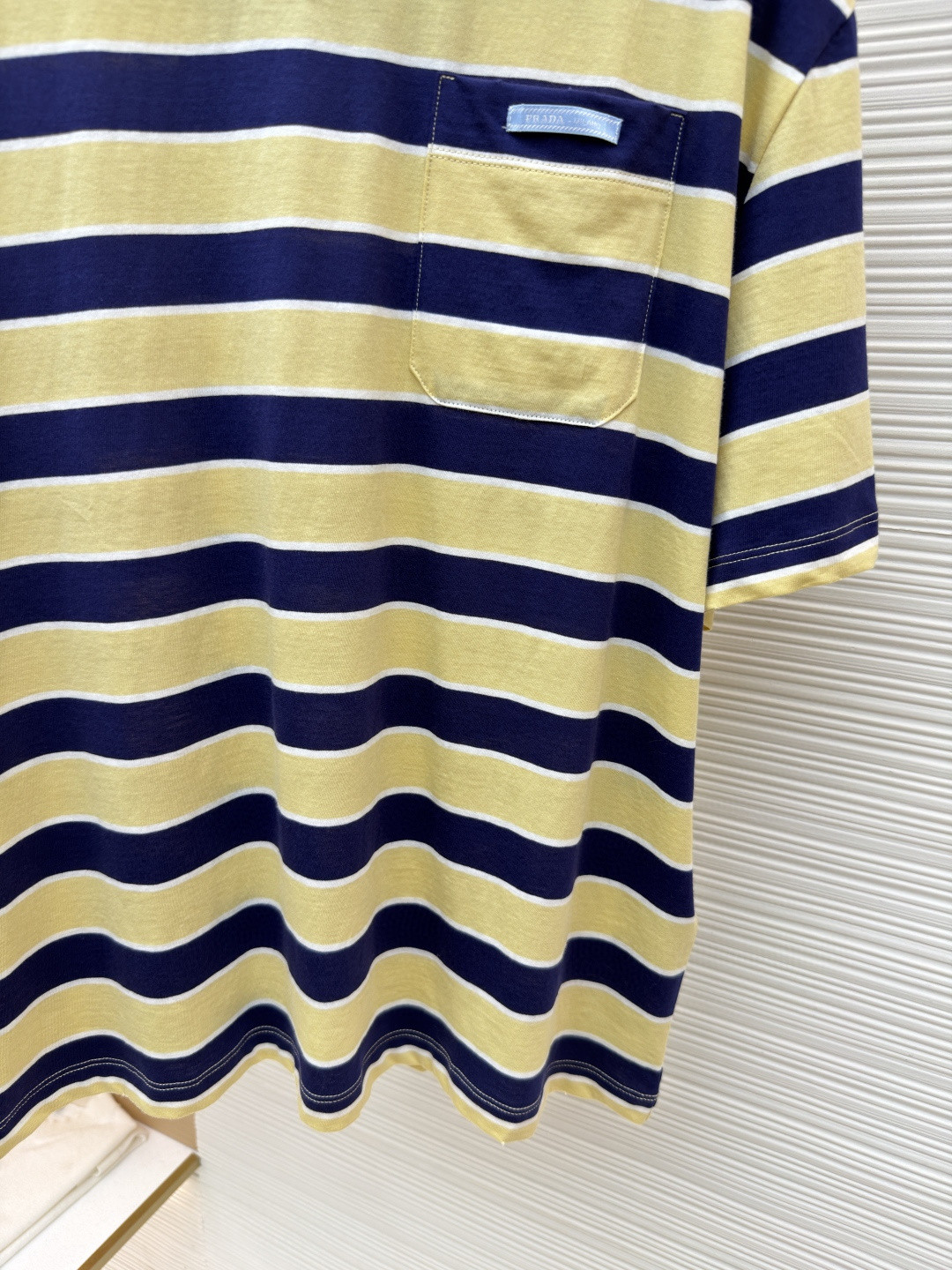 PRADA 普拉达 条纹口袋圆领短袖 T恤 黄色 A0 39610-189P-F065G-S-OOO