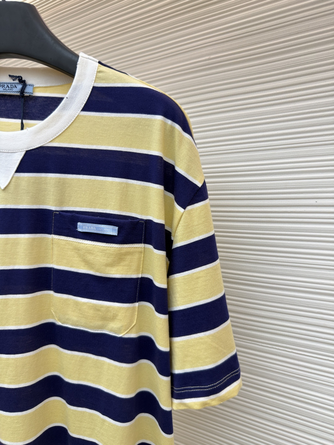 PRADA 普拉达 条纹口袋圆领短袖 T恤 黄色 A0 39610-189P-F065G-S-OOO