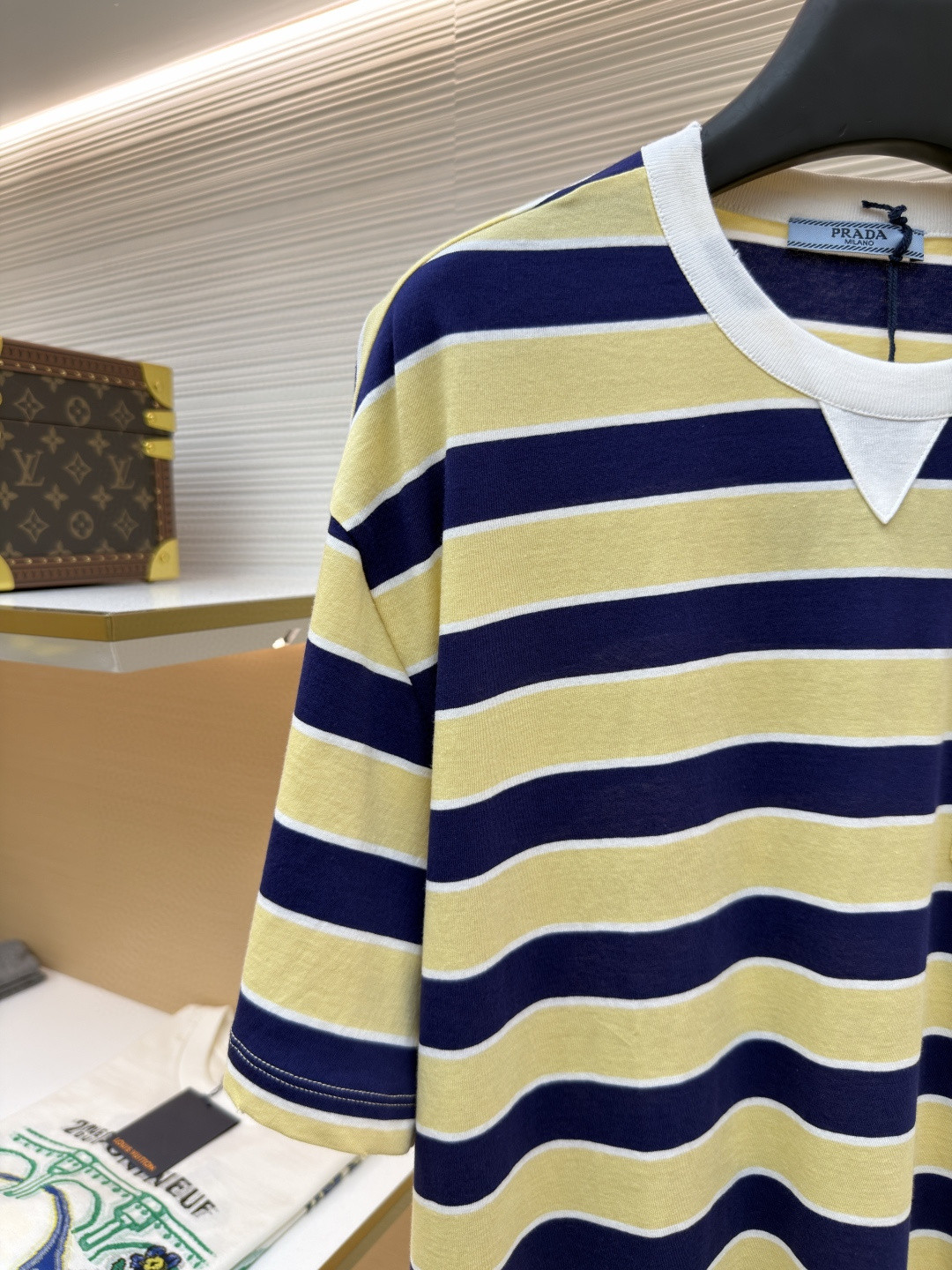 PRADA 普拉达 条纹口袋圆领短袖 T恤 黄色 A0 39610-189P-F065G-S-OOO