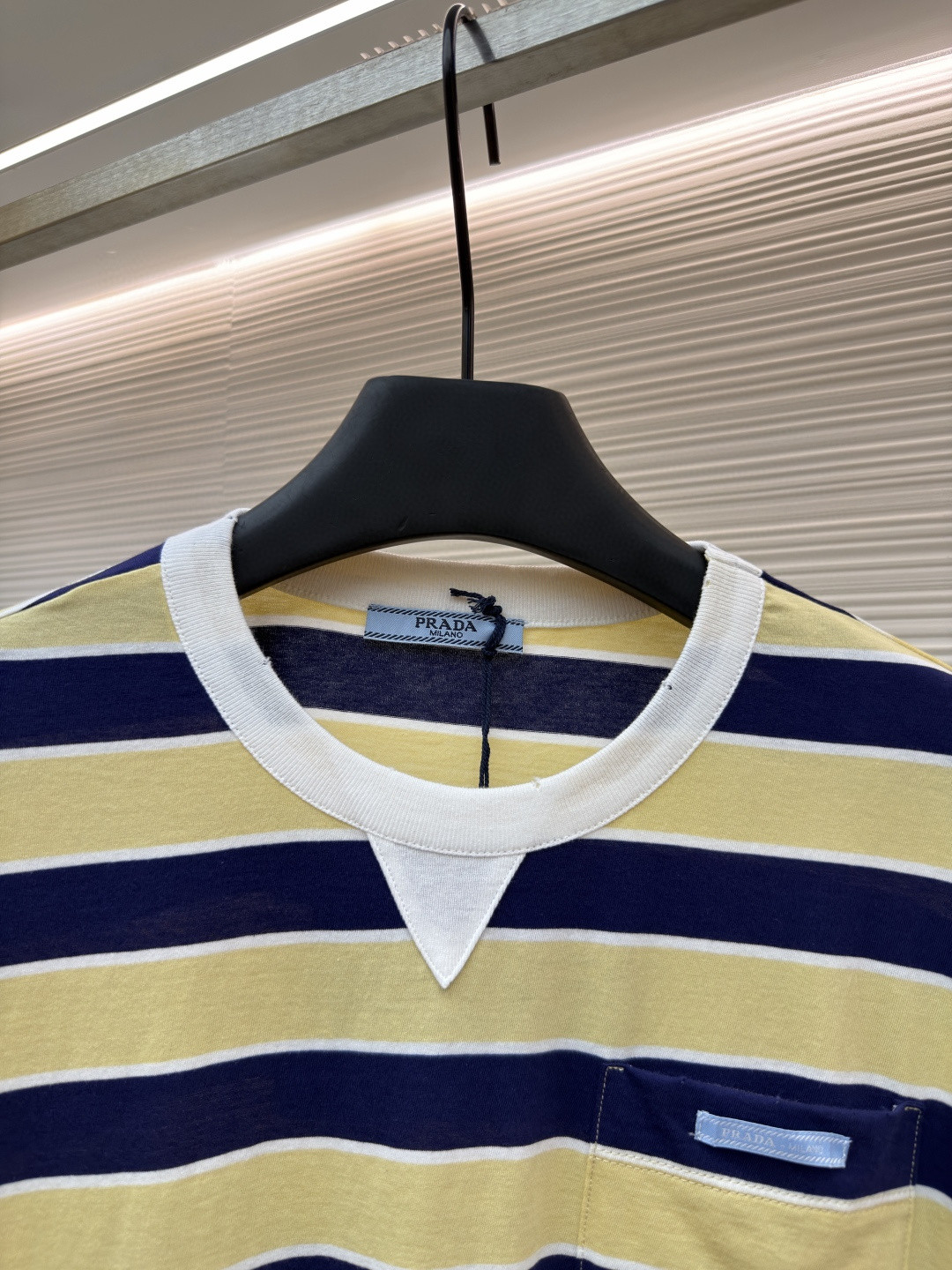 PRADA 普拉达 条纹口袋圆领短袖 T恤 黄色 A0 39610-189P-F065G-S-OOO