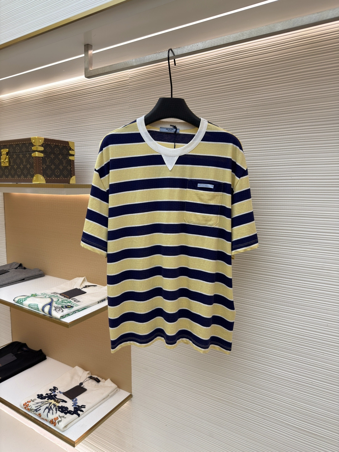 PRADA 普拉达 条纹口袋圆领短袖 T恤 黄色 A0 39610-189P-F065G-S-OOO