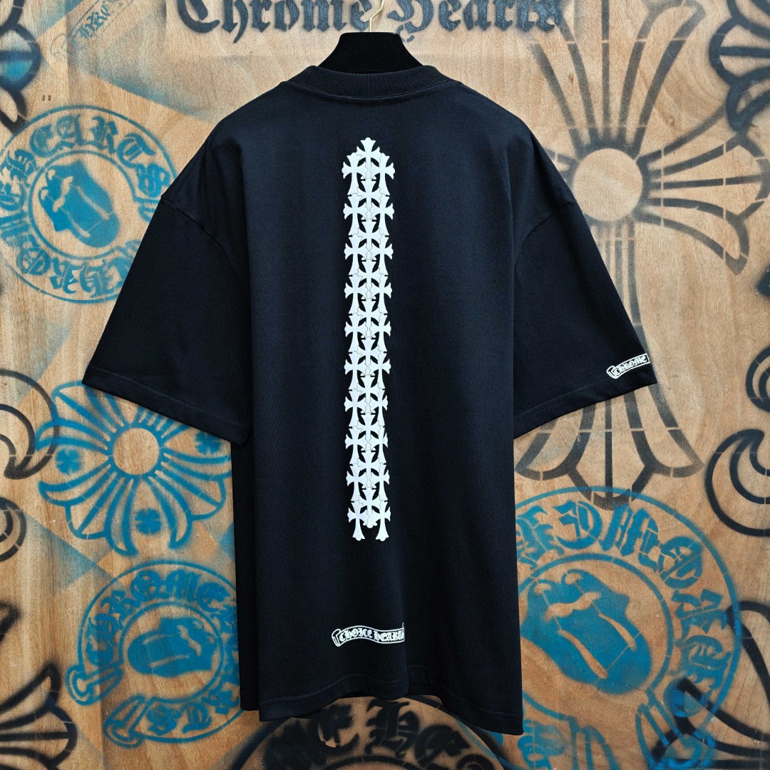 Chrome Hearts 克罗心 后背十字架印花圆领短袖 T恤 白色 黑色 A0