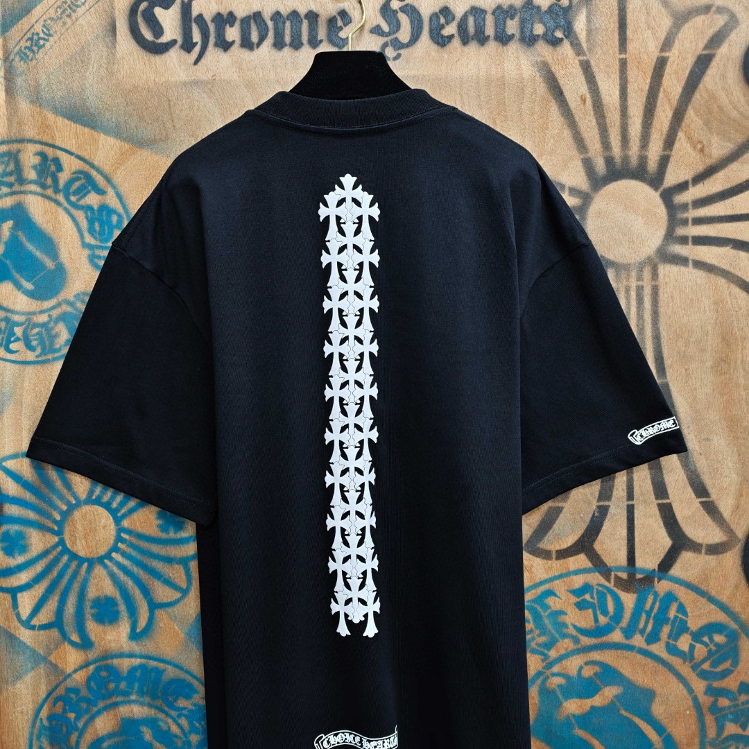 Chrome Hearts 克罗心 后背十字架印花圆领短袖 T恤 白色 黑色 A0