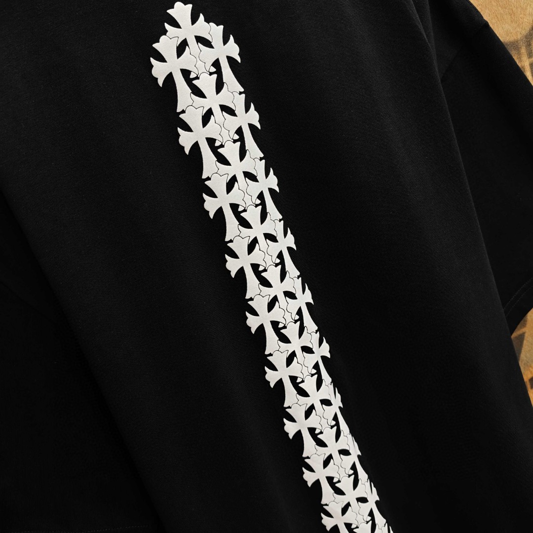 Chrome Hearts 克罗心 后背十字架印花圆领短袖 T恤 白色 黑色 A0