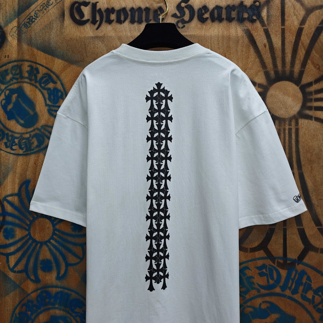 Chrome Hearts 克罗心 后背十字架印花圆领短袖 T恤 白色 黑色 A0