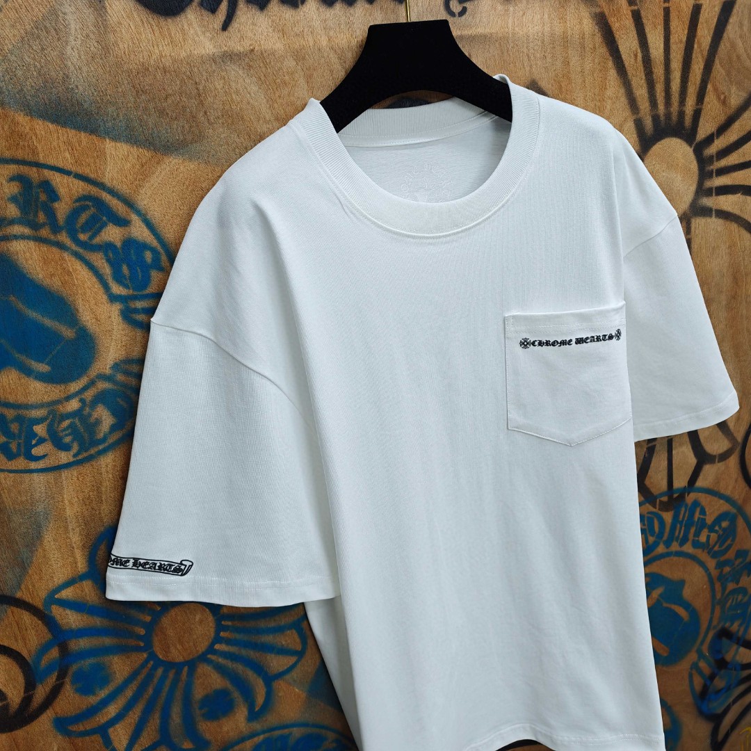 Chrome Hearts 克罗心 后背十字架印花圆领短袖 T恤 白色 黑色 A0