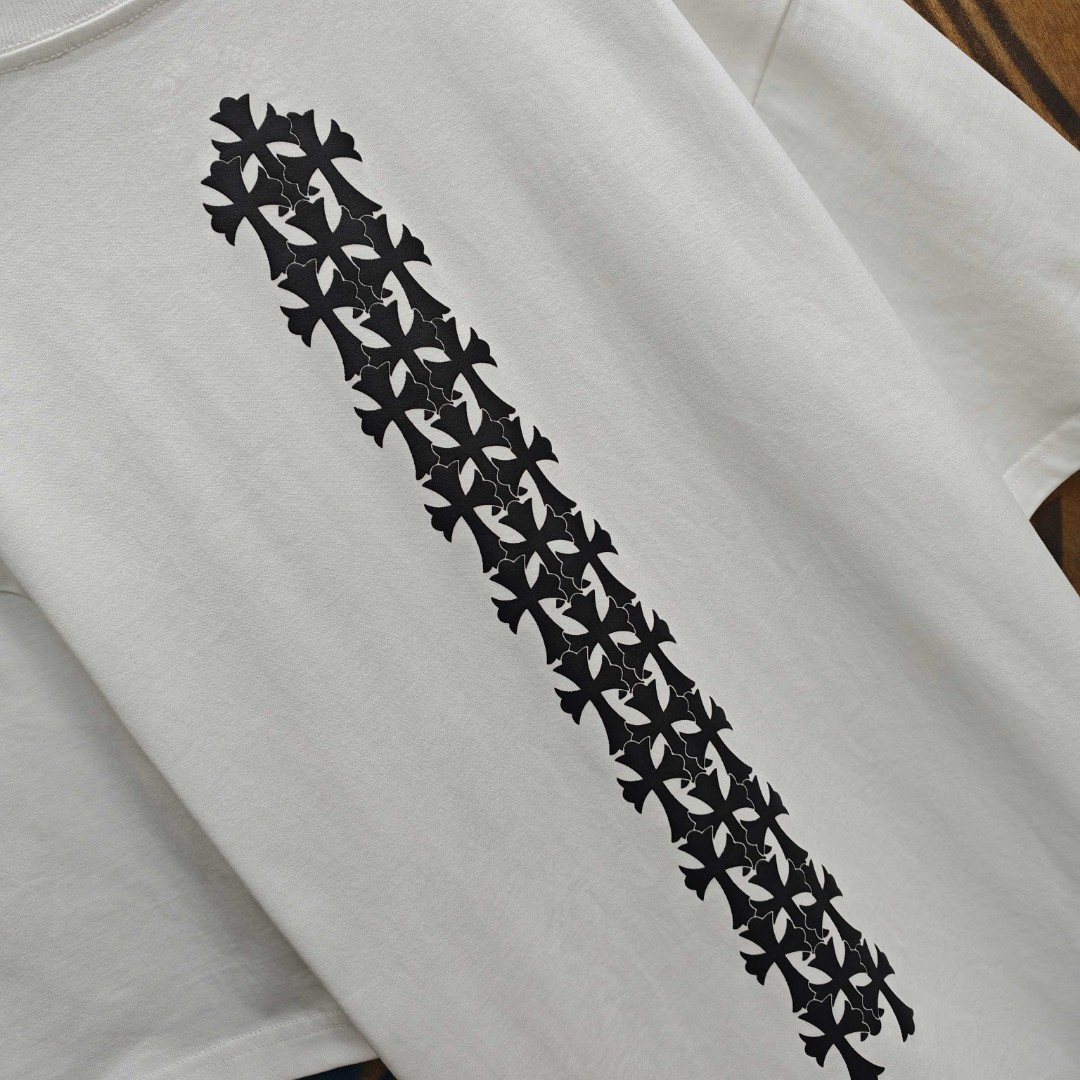 Chrome Hearts 克罗心 后背十字架印花圆领短袖 T恤 白色 黑色 A0