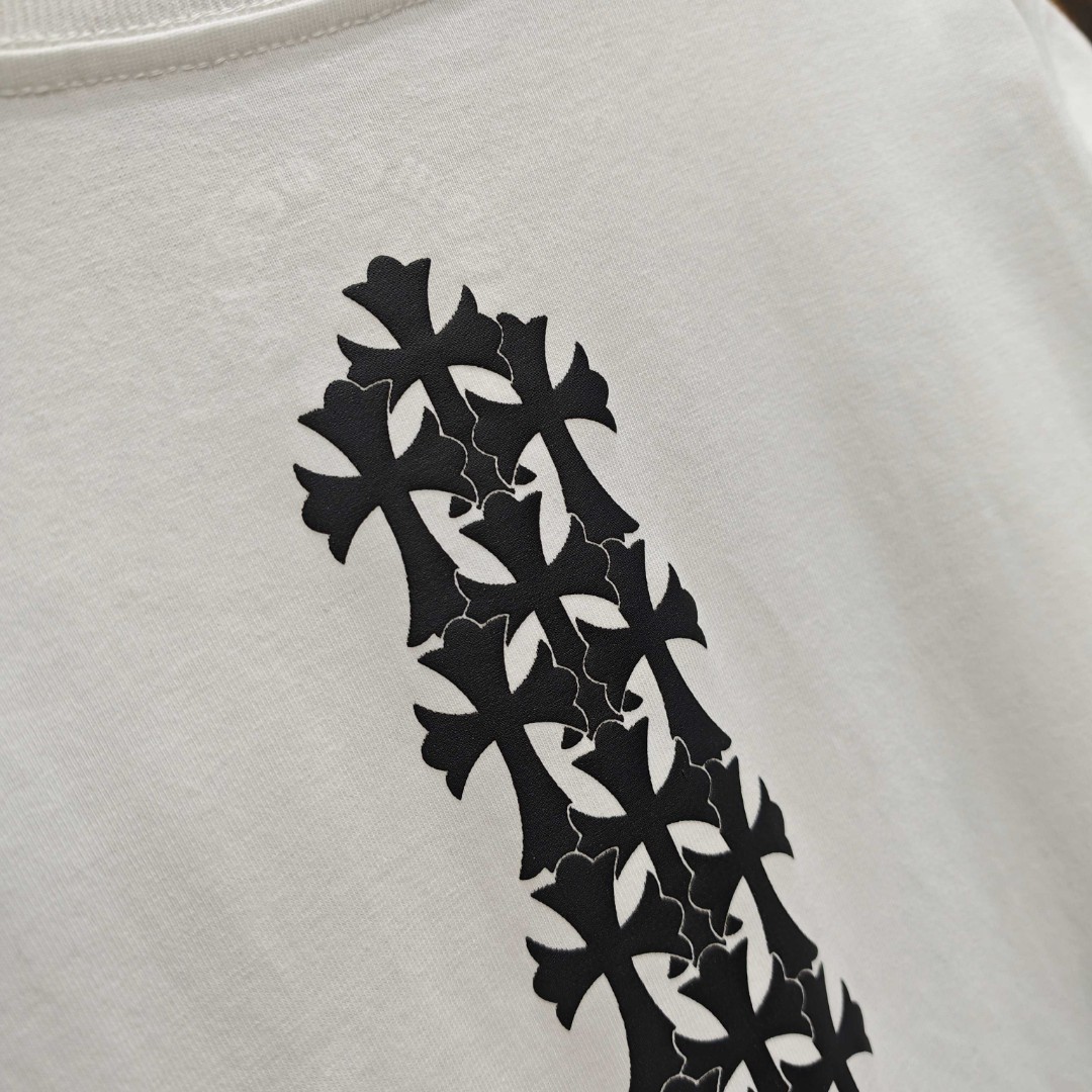 Chrome Hearts 克罗心 后背十字架印花圆领短袖 T恤 白色 黑色 A0