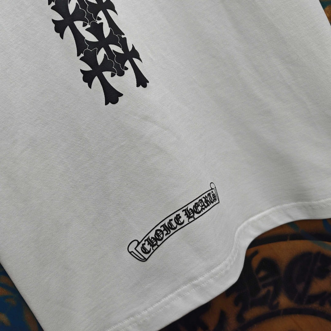 Chrome Hearts 克罗心 后背十字架印花圆领短袖 T恤 白色 黑色 A0