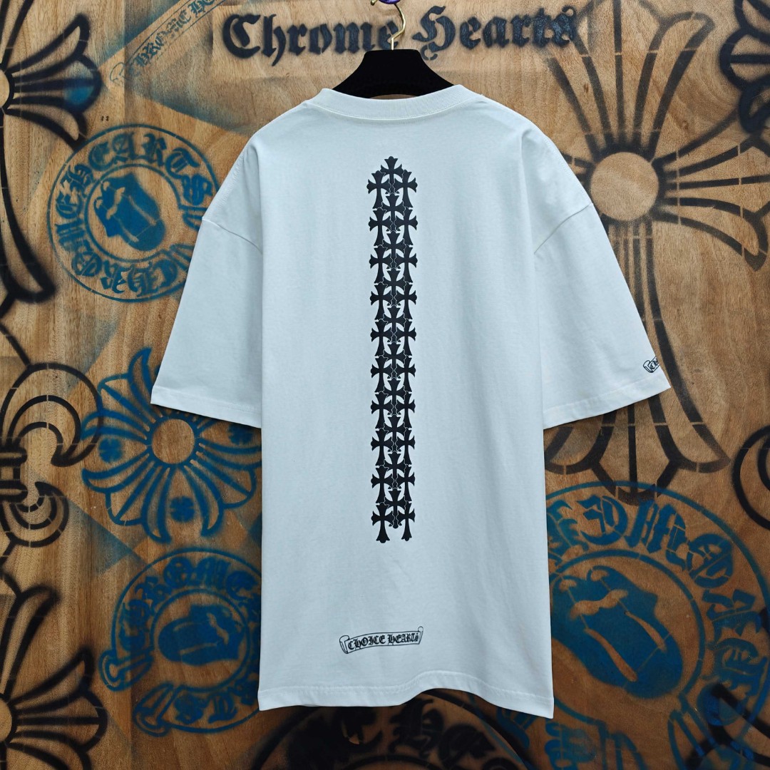 Chrome Hearts 克罗心 后背十字架印花圆领短袖 T恤 白色 黑色 A0