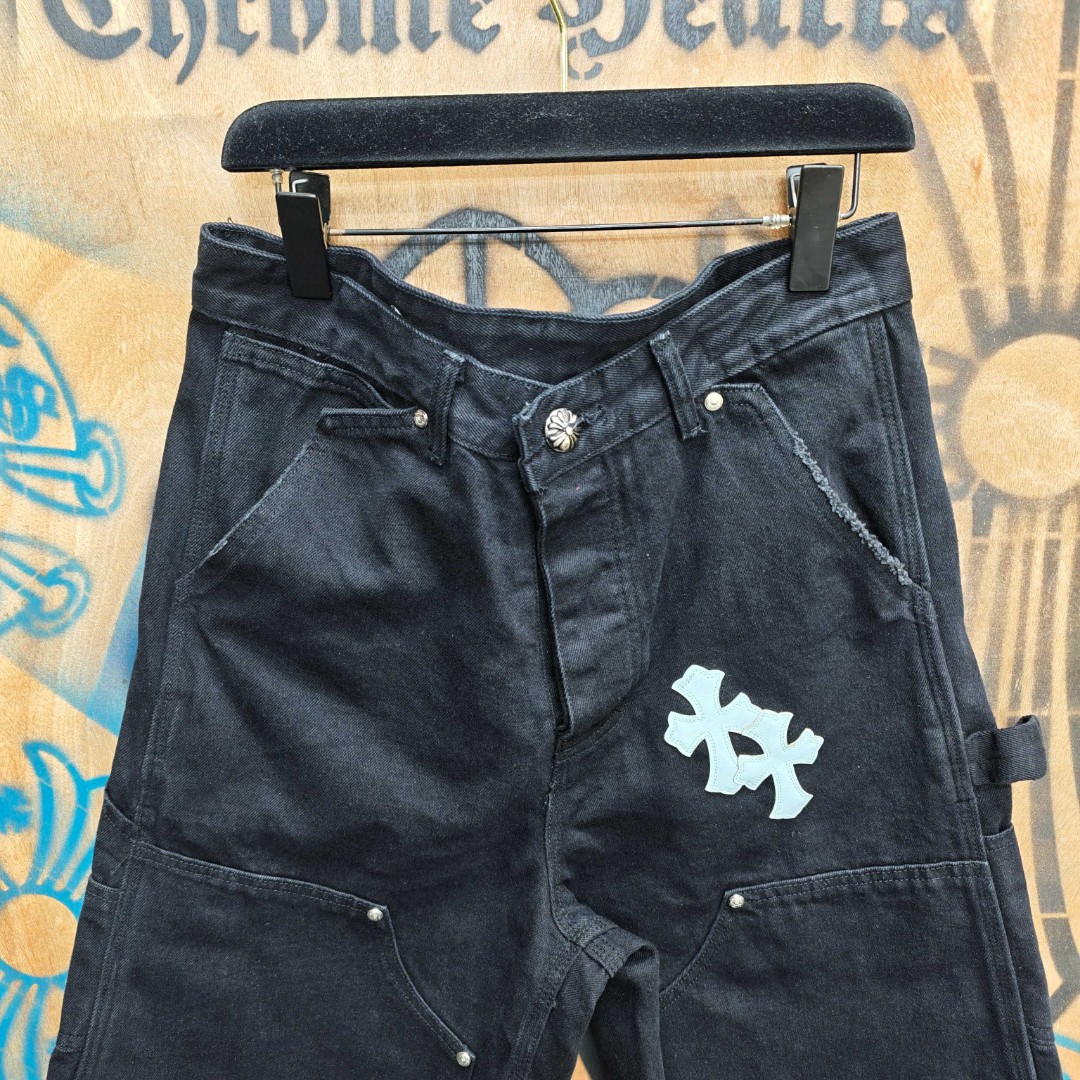 Chrome Hearts 克罗心 白色十字架城市限定牛仔裤 短裤 五分裤 裤子 黑色