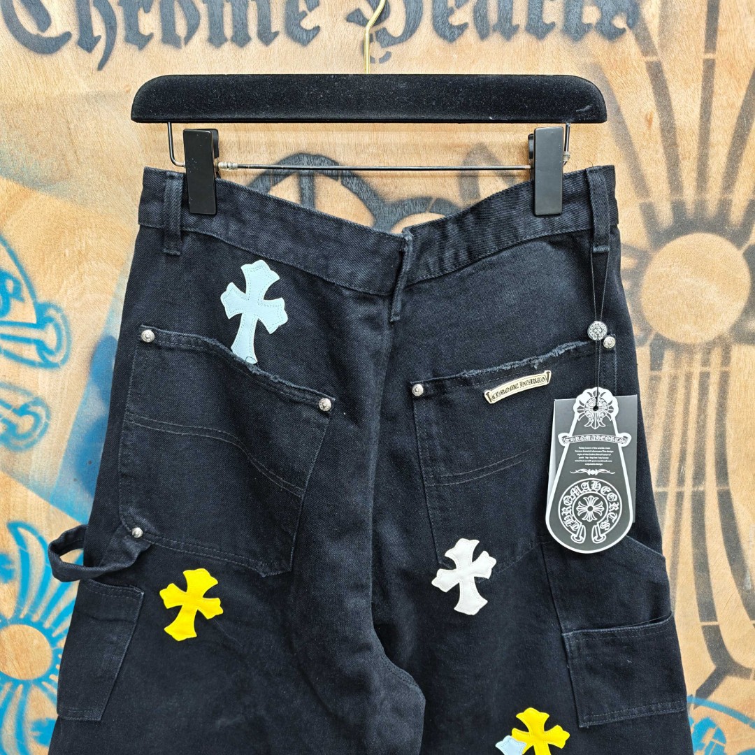 Chrome Hearts 克罗心 彩色十字架城市限定牛仔裤 短裤 五分裤 裤子 黑色