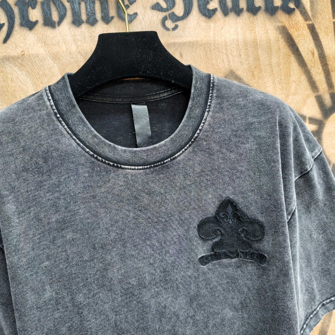 Chrome Hearts 克罗心 做旧船瞄绣花圆领短袖 T恤 黑色 A0