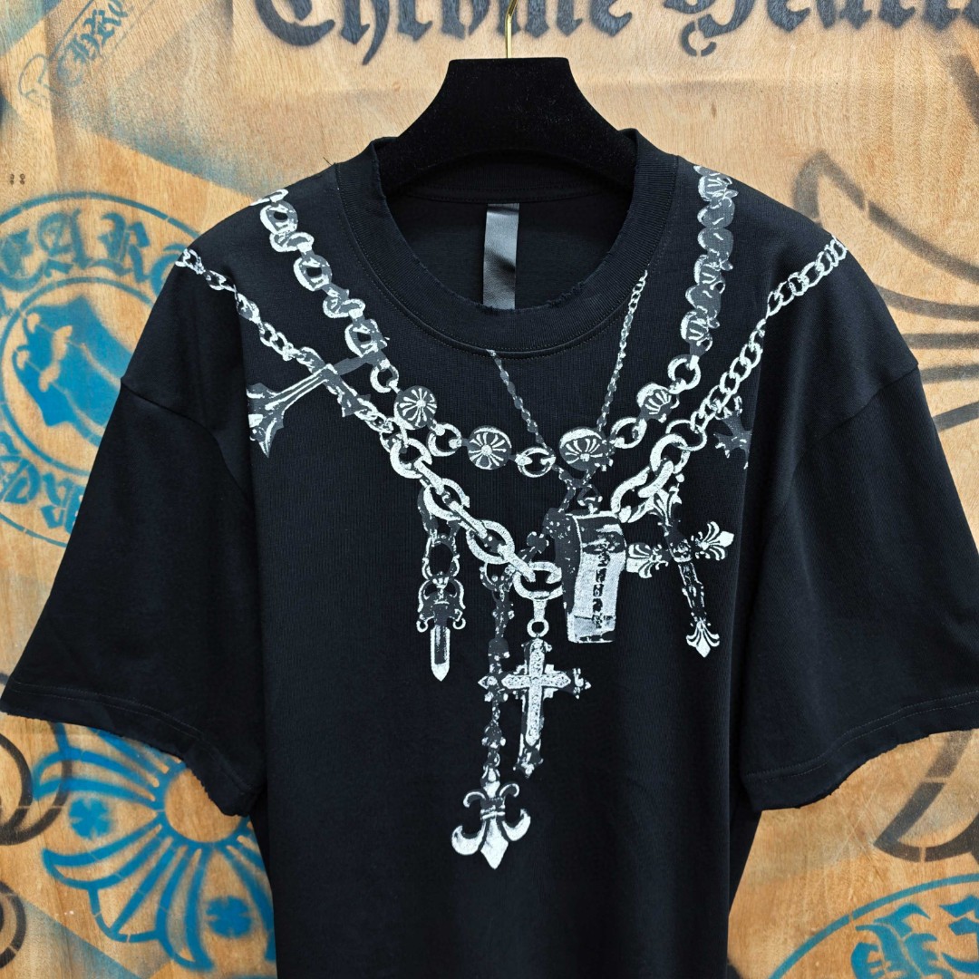 Chrome Hearts 克罗心 链条印花圆领短袖 T恤 白色 黑色 A0