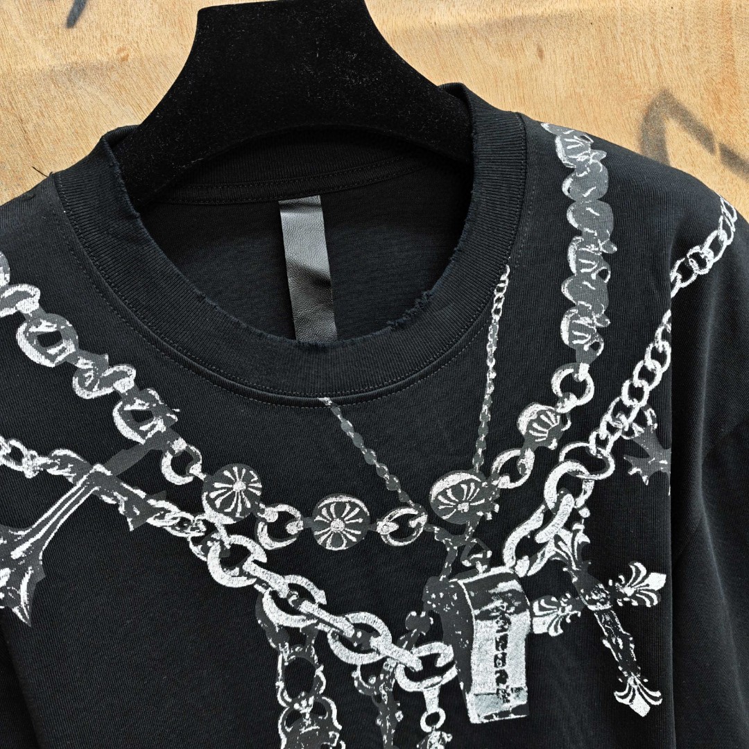 Chrome Hearts 克罗心 链条印花圆领短袖 T恤 白色 黑色 A0