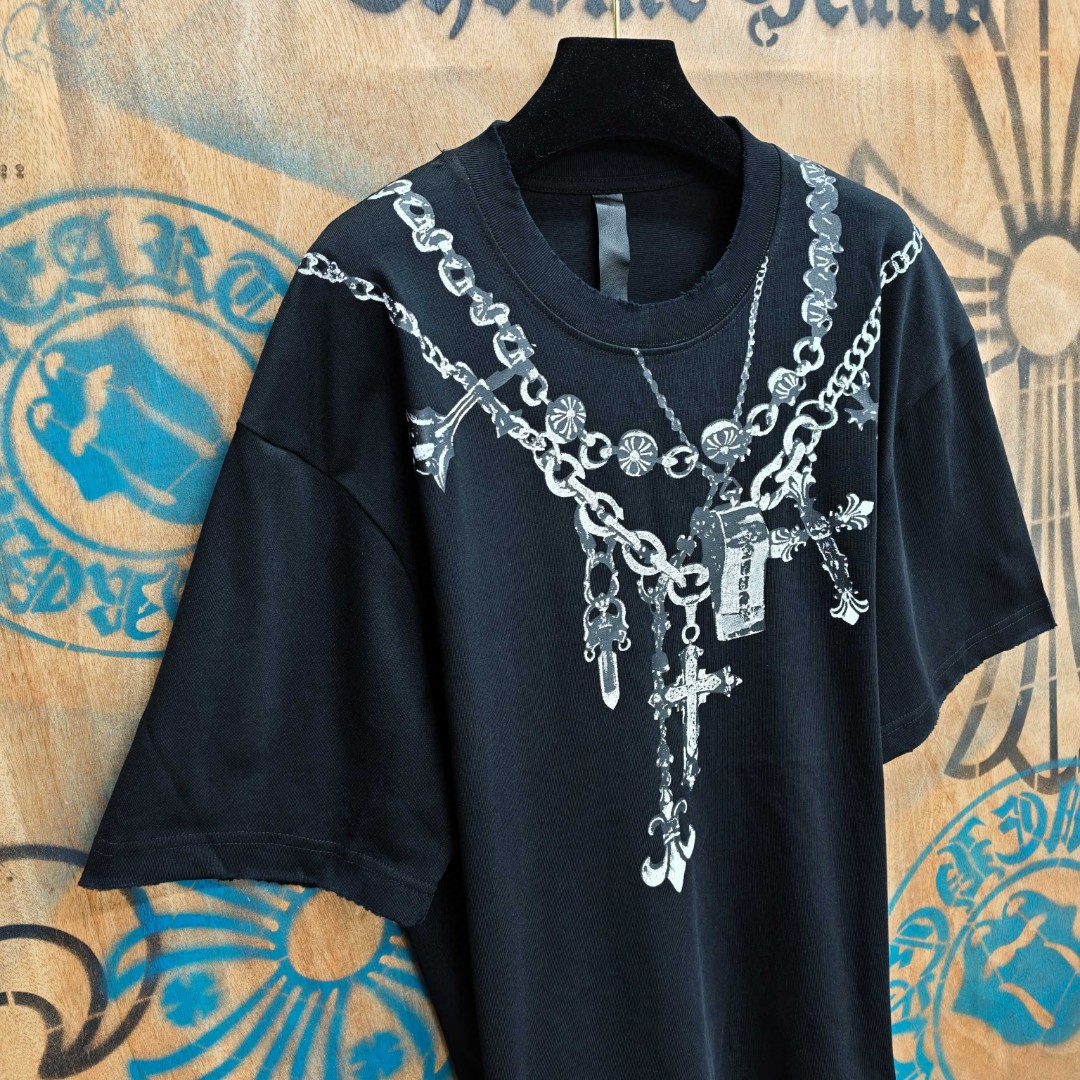 Chrome Hearts 克罗心 链条印花圆领短袖 T恤 白色 黑色 A0