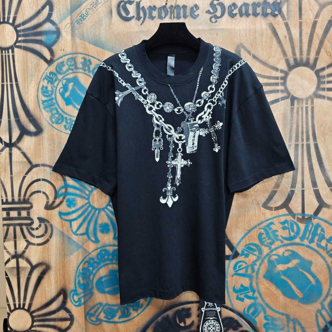Chrome Hearts 克罗心 链条印花圆领短袖 T恤 白色 黑色 A0