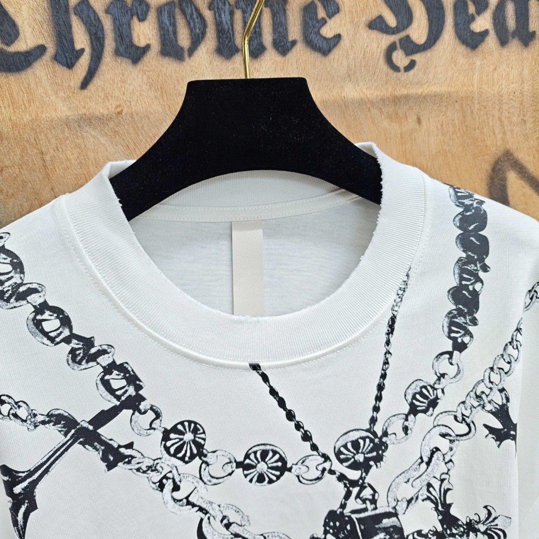 Chrome Hearts 克罗心 链条印花圆领短袖 T恤 白色 黑色 A0