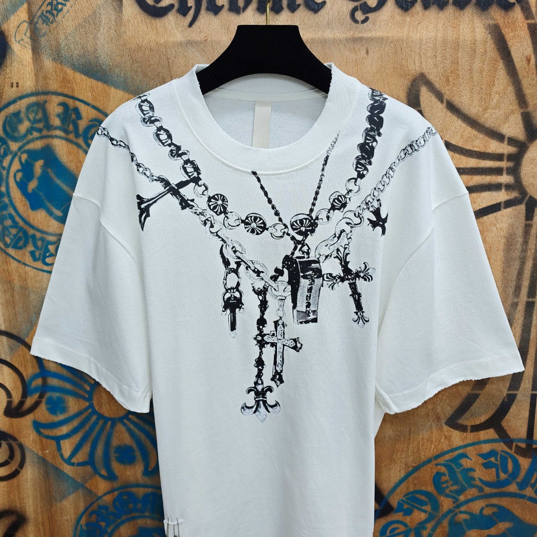 Chrome Hearts 克罗心 链条印花圆领短袖 T恤 白色 黑色 A0