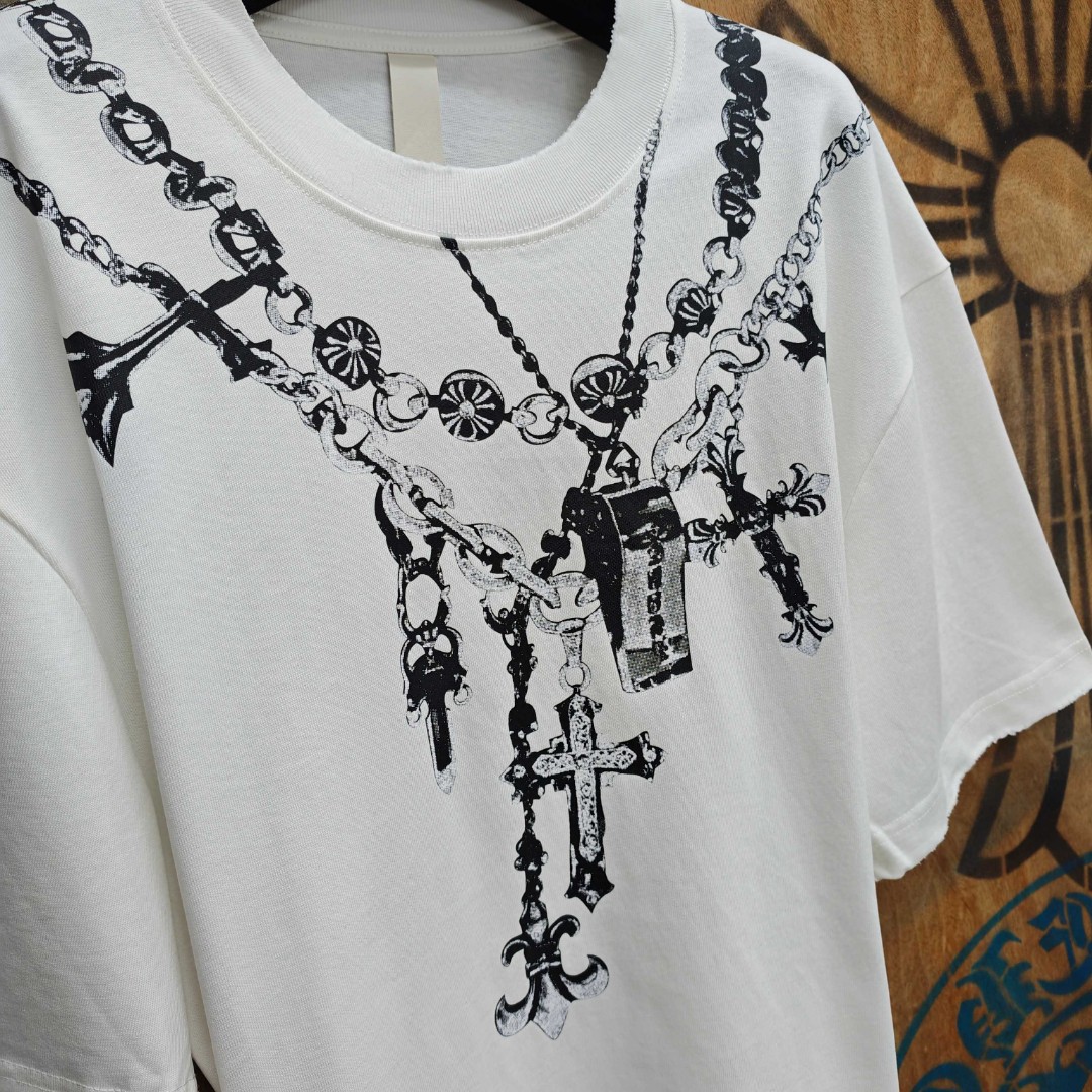 Chrome Hearts 克罗心 链条印花圆领短袖 T恤 白色 黑色 A0