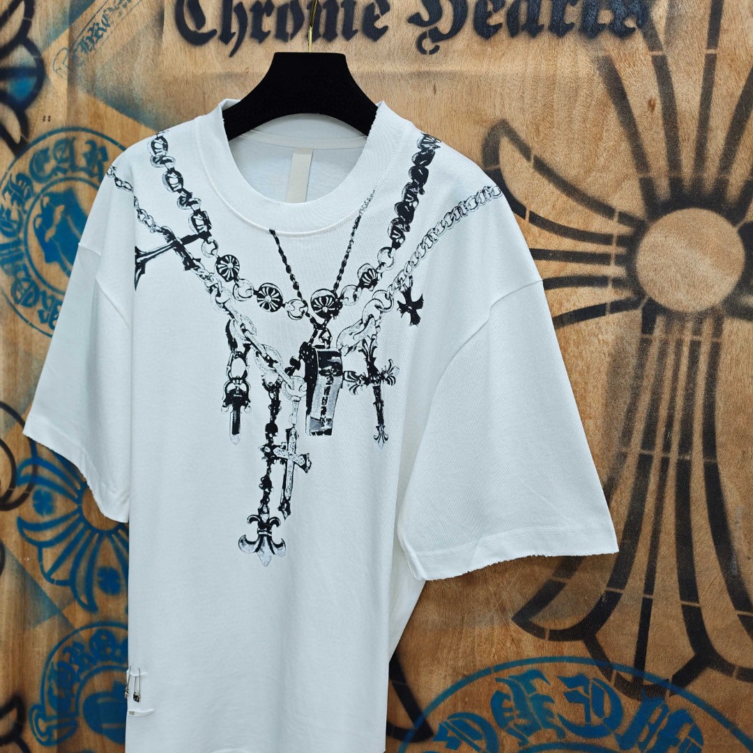 Chrome Hearts 克罗心 链条印花圆领短袖 T恤 白色 黑色 A0