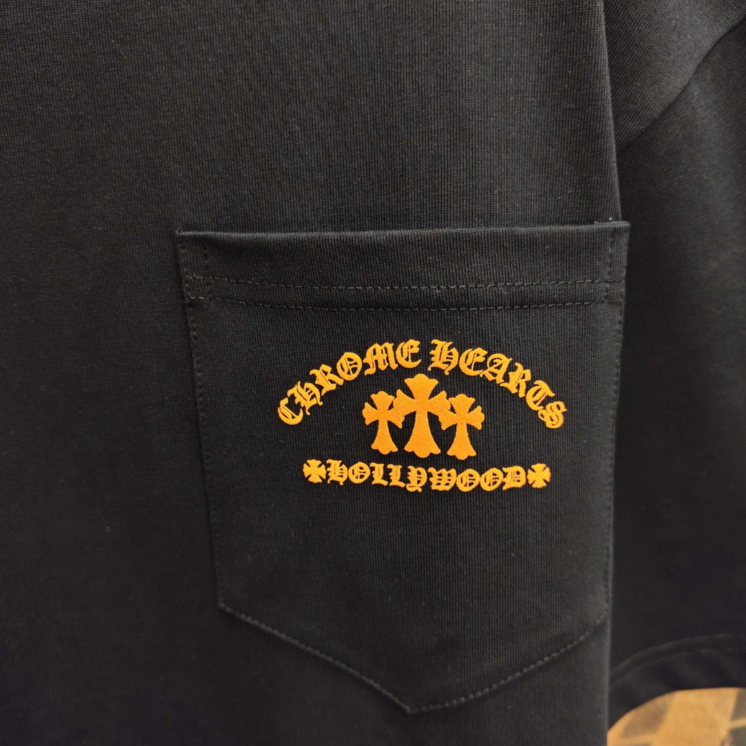 Chrome Hearts 克罗心 橙色十字架梵文印花圆领短袖 T恤 白色 黑色 A0