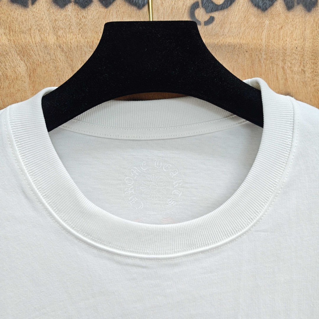 Chrome Hearts 克罗心 橙色十字架梵文印花圆领短袖 T恤 白色 黑色 A0