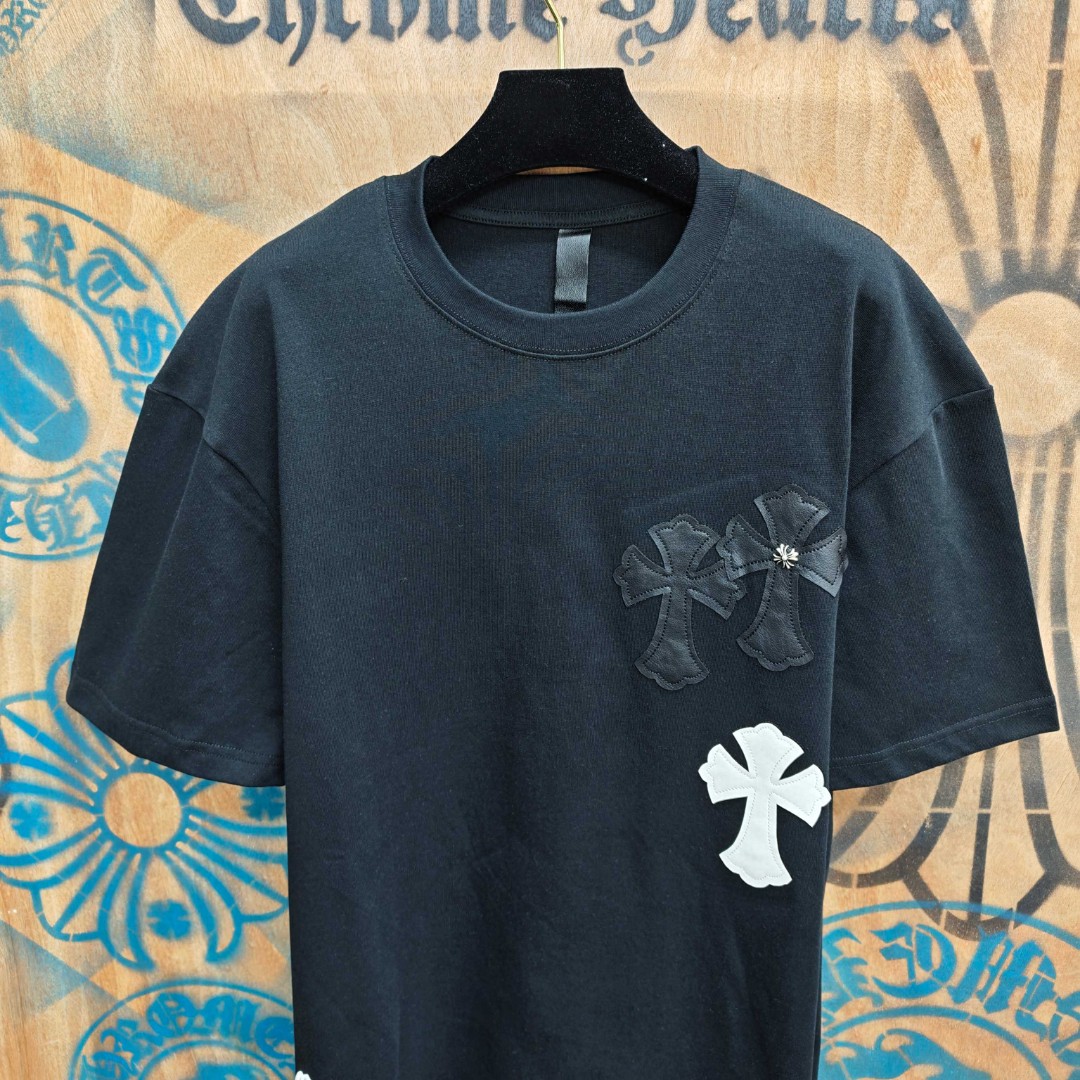 Chrome Hearts 克罗心 十字架绣花圆领短袖 T恤 白色 黑色 A0