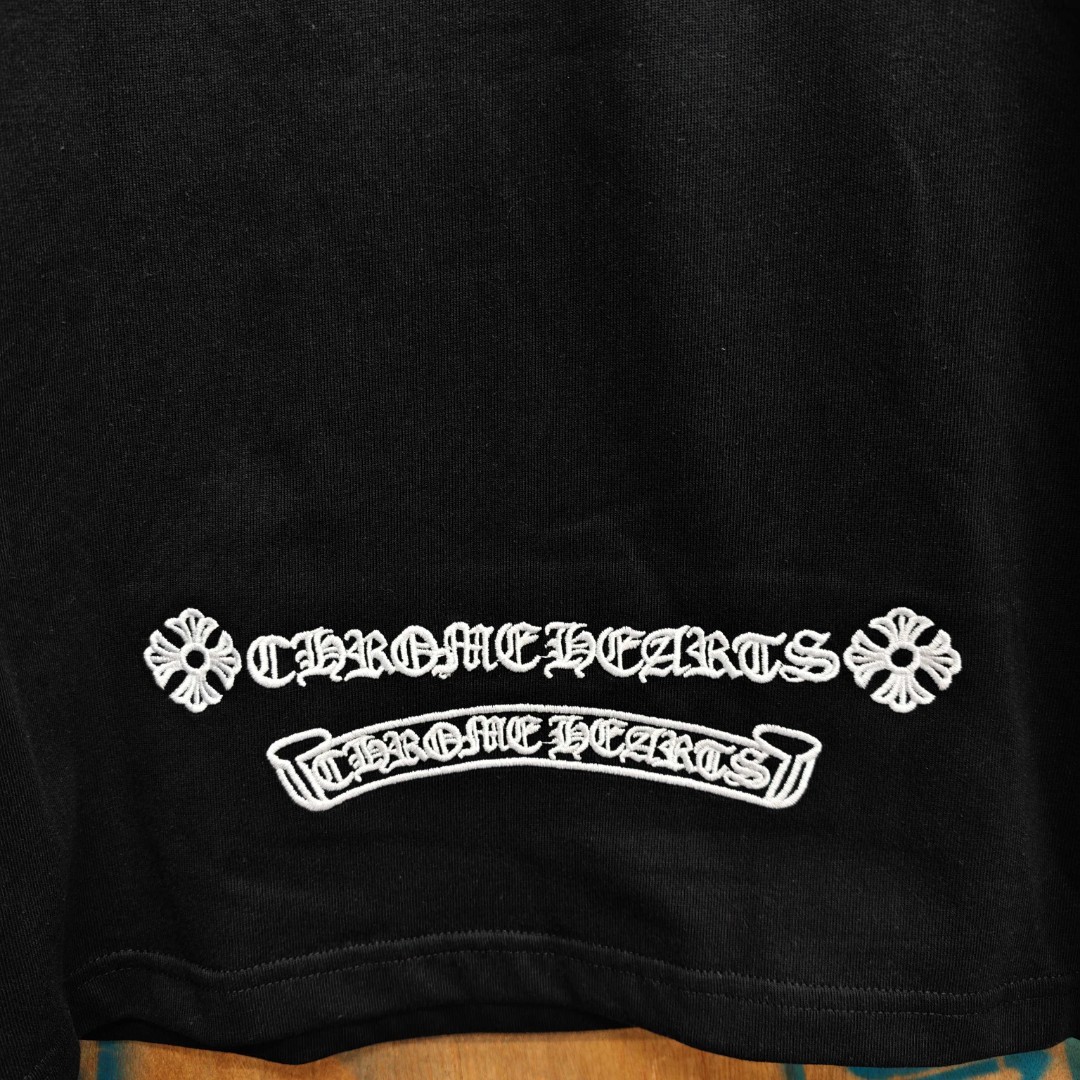 Chrome Hearts 克罗心 十字架绣花圆领短袖 T恤 白色 黑色 A0