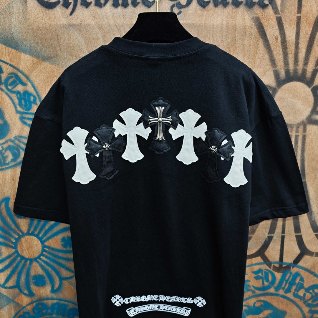 Chrome Hearts 克罗心 十字架绣花圆领短袖 T恤 白色 黑色 A0