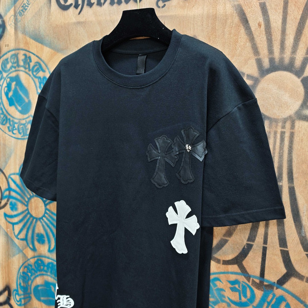Chrome Hearts 克罗心 十字架绣花圆领短袖 T恤 白色 黑色 A0