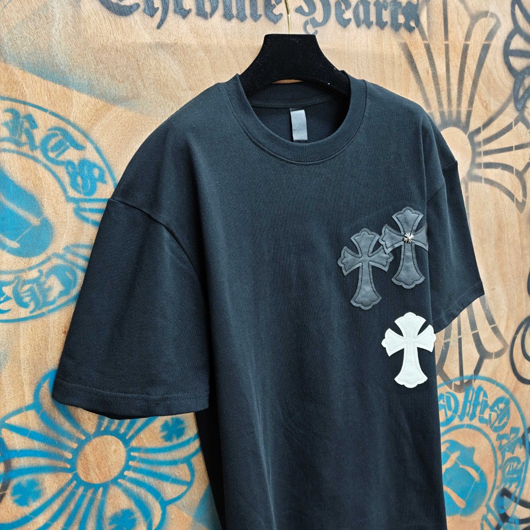Chrome Hearts 克罗心 十字架绣花圆领短袖 T恤 白色 黑色 A0