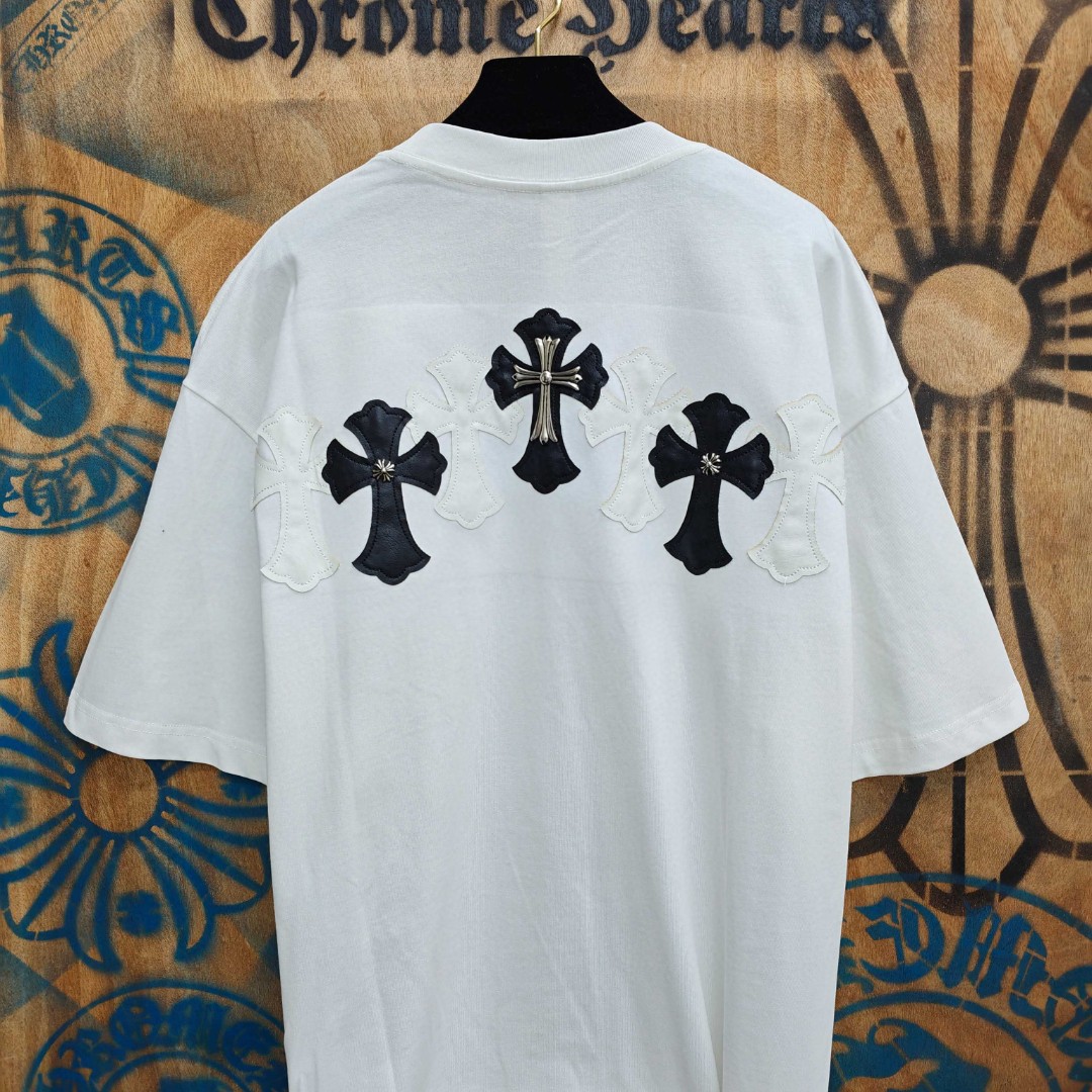 Chrome Hearts 克罗心 十字架绣花圆领短袖 T恤 白色 黑色 A0