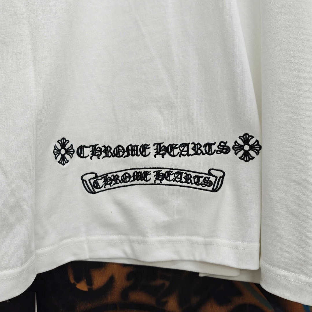Chrome Hearts 克罗心 十字架绣花圆领短袖 T恤 白色 黑色 A0