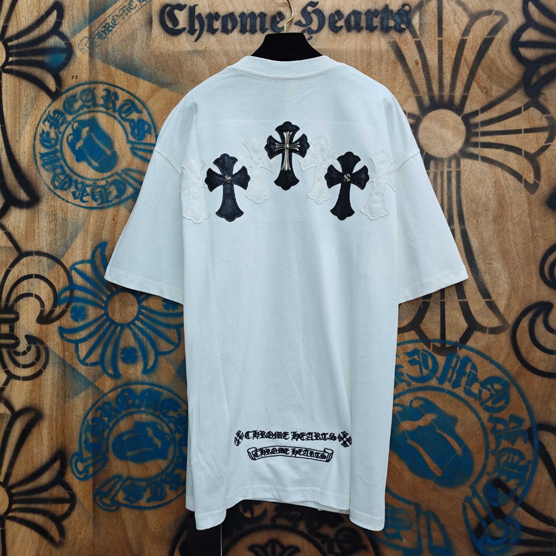 Chrome Hearts 克罗心 十字架绣花圆领短袖 T恤 白色 黑色 A0