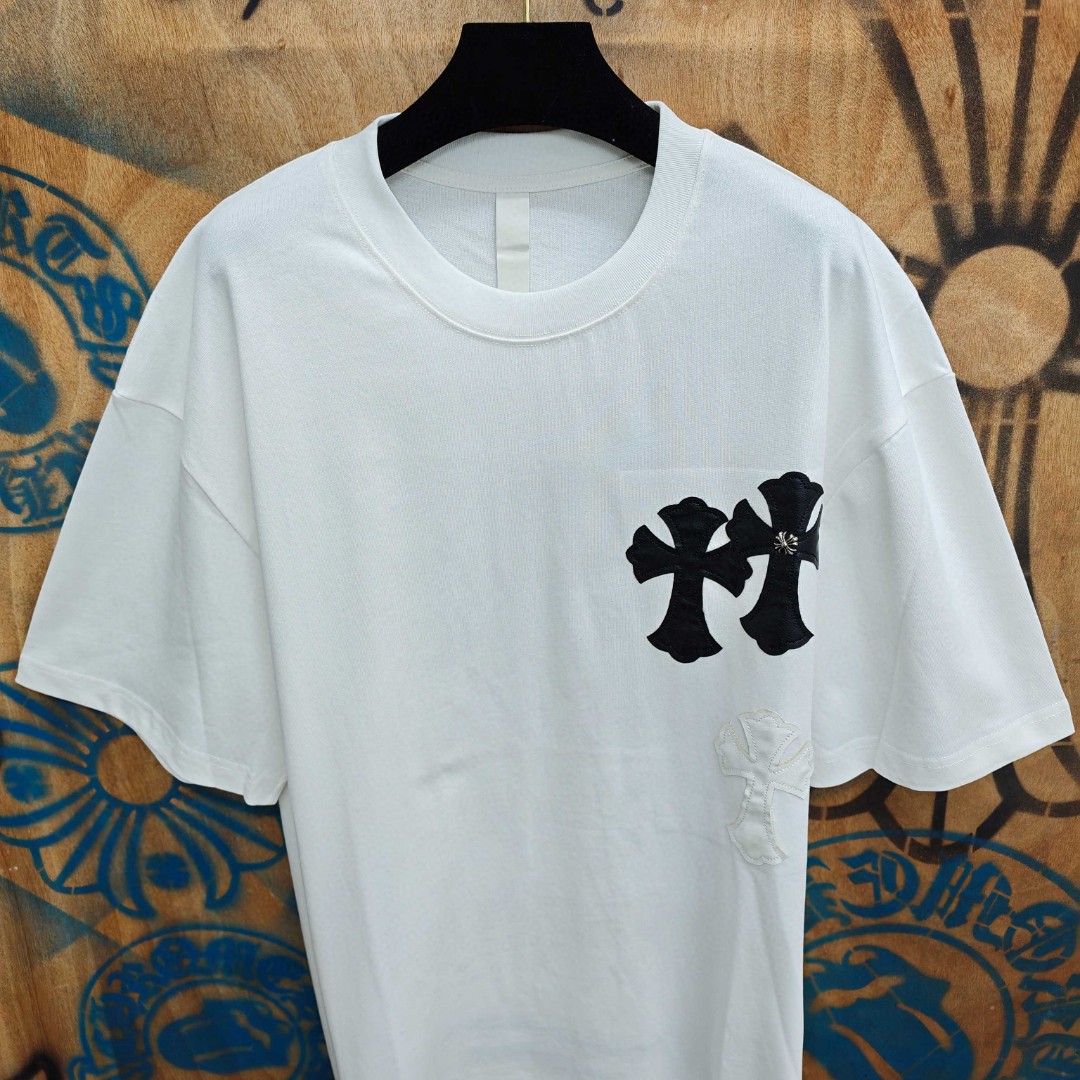 Chrome Hearts 克罗心 十字架绣花圆领短袖 T恤 白色 黑色 A0