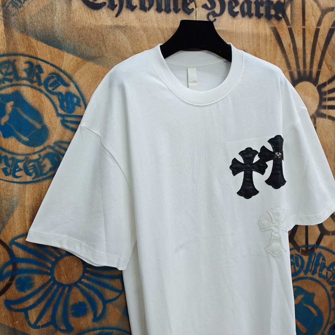 Chrome Hearts 克罗心 十字架绣花圆领短袖 T恤 白色 黑色 A0