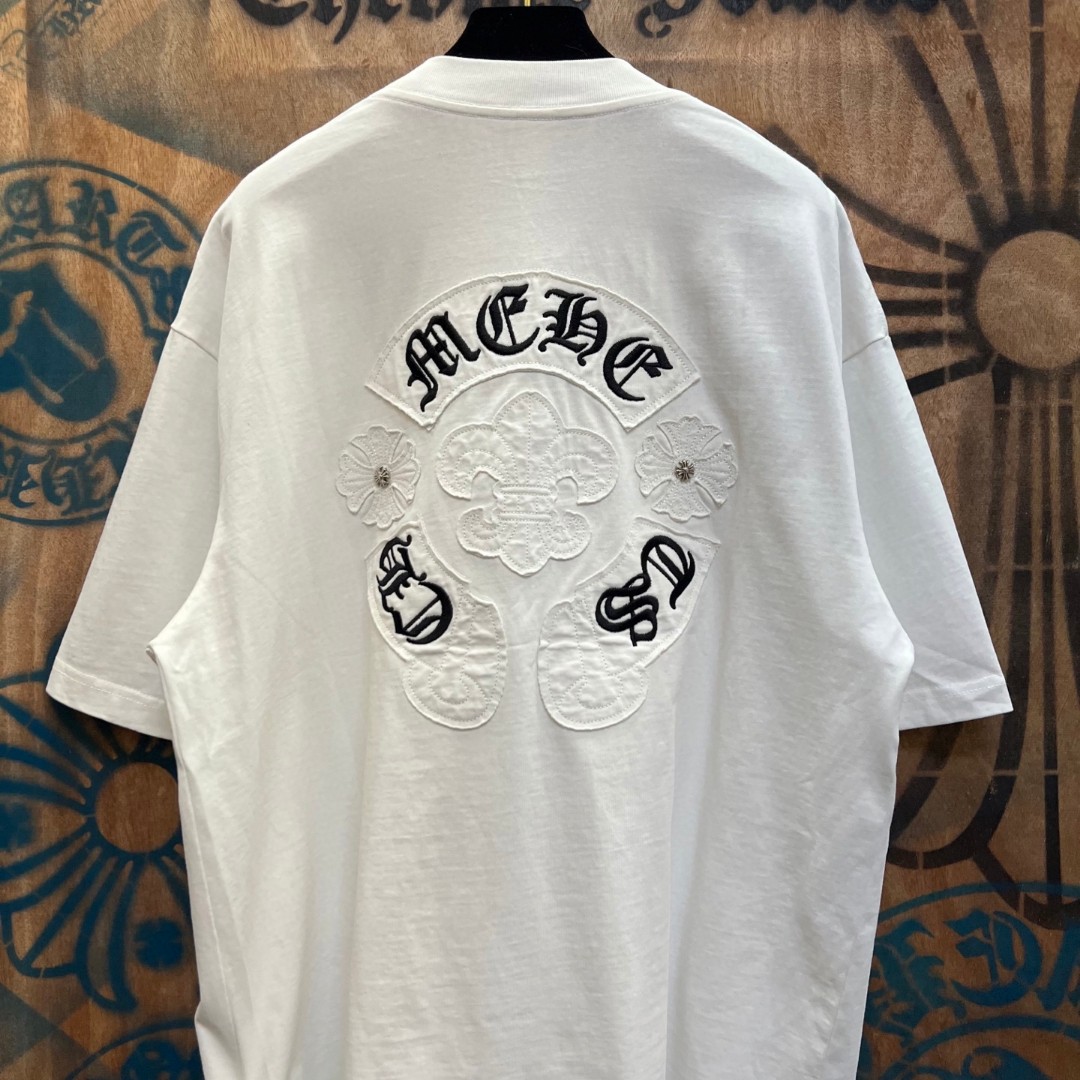 Chrome Hearts 克罗心 马蹄船锚绣花圆领短袖 T恤 白色 A0