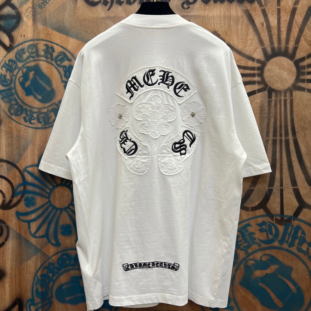 Chrome Hearts 克罗心 马蹄船锚绣花圆领短袖 T恤 白色 A0