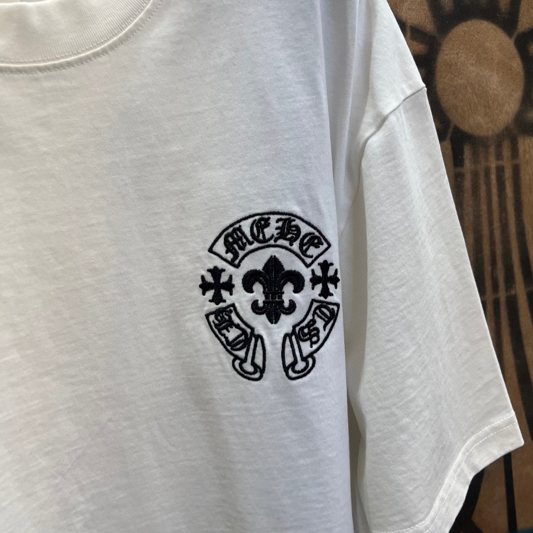 Chrome Hearts 克罗心 马蹄船锚绣花圆领短袖 T恤 白色 A0