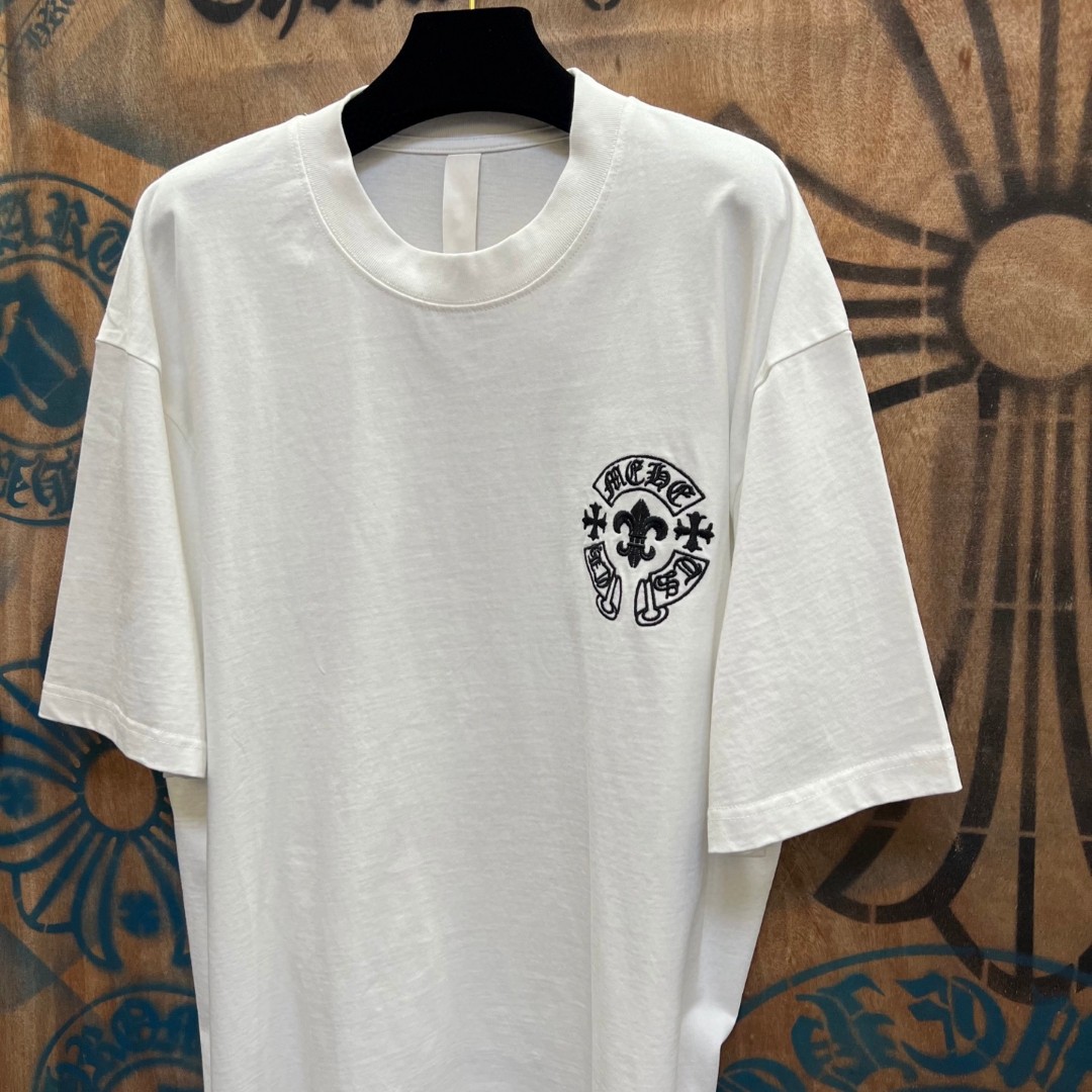 Chrome Hearts 克罗心 马蹄船锚绣花圆领短袖 T恤 白色 A0