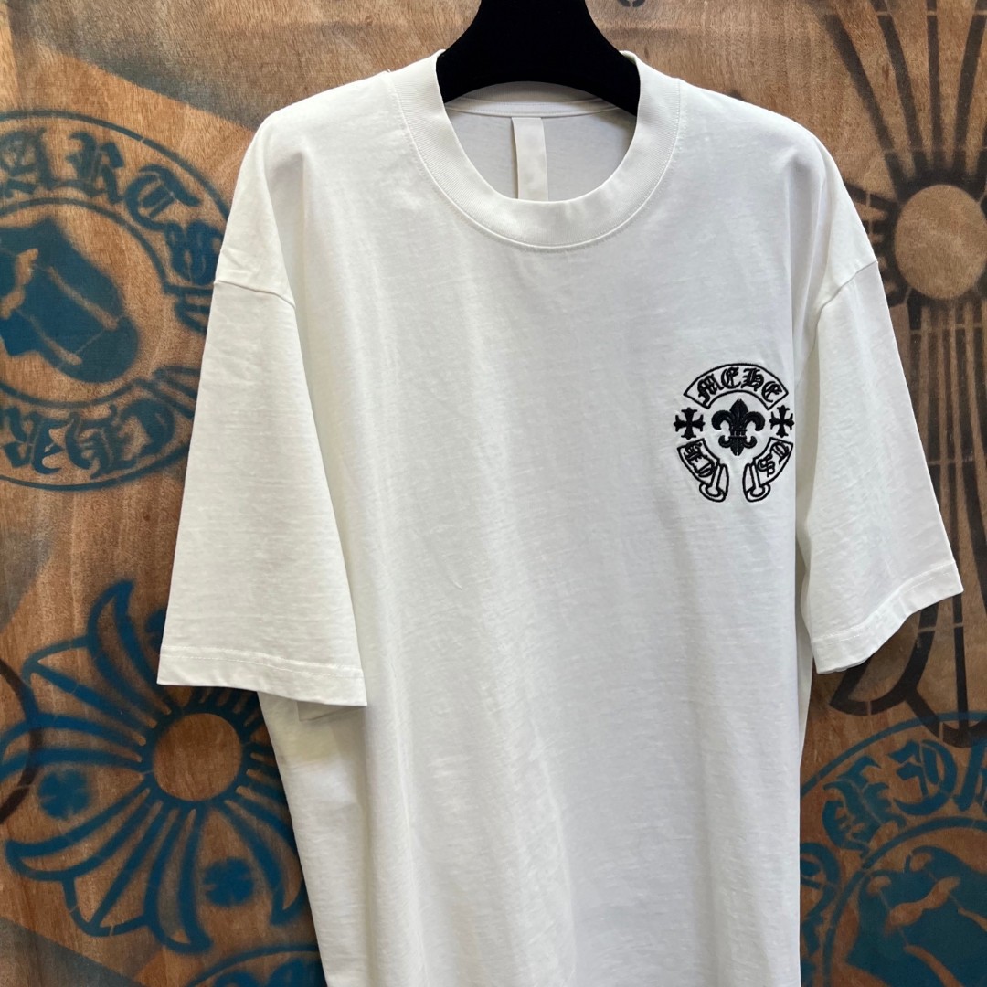 Chrome Hearts 克罗心 马蹄船锚绣花圆领短袖 T恤 白色 A0