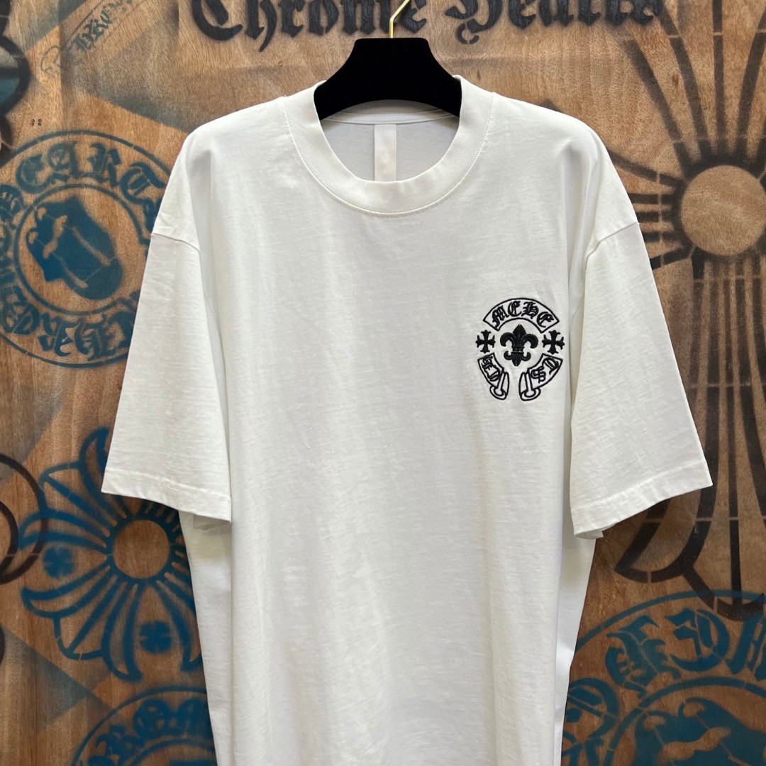 Chrome Hearts 克罗心 马蹄船锚绣花圆领短袖 T恤 白色 A0