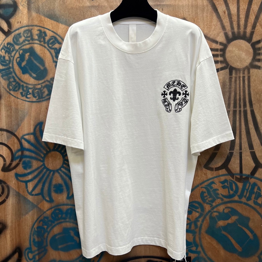 Chrome Hearts 克罗心 马蹄船锚绣花圆领短袖 T恤 白色 A0