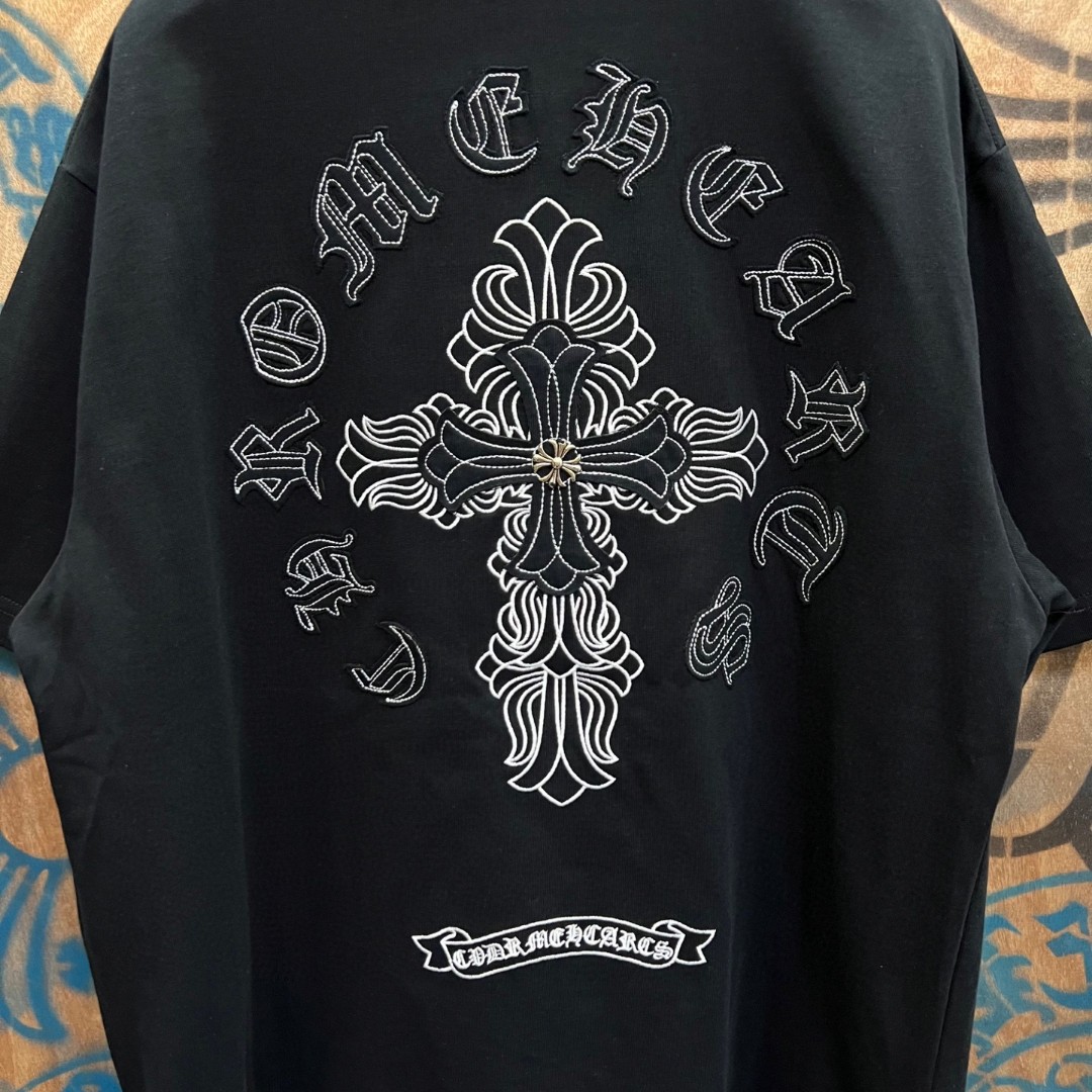 Chrome Hearts 克罗心 十字架绣花圆领短袖 T恤 白色 黑色 A0