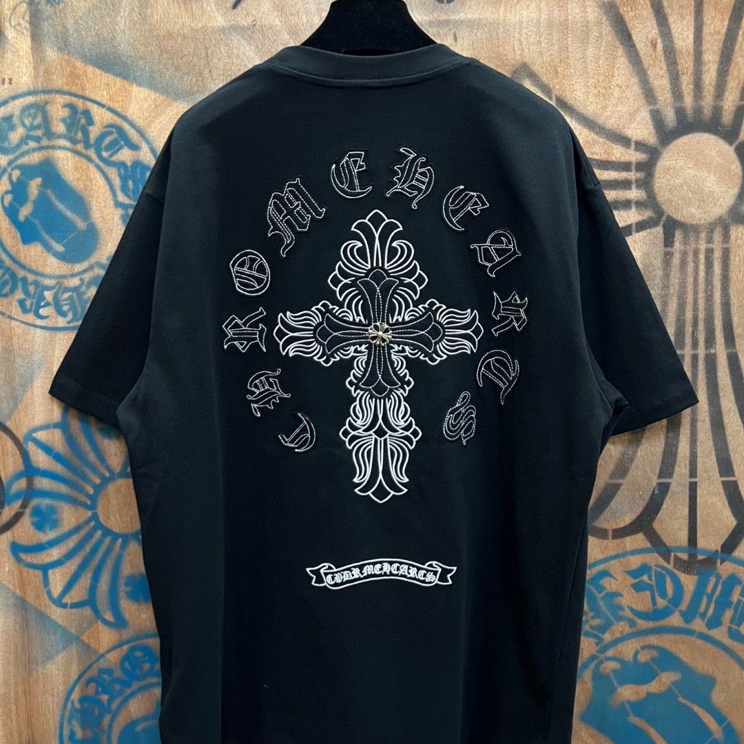 Chrome Hearts 克罗心 十字架绣花圆领短袖 T恤 白色 黑色 A0