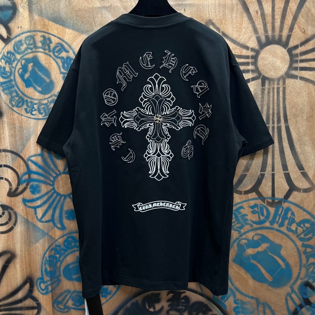 Chrome Hearts 克罗心 十字架绣花圆领短袖 T恤 白色 黑色 A0
