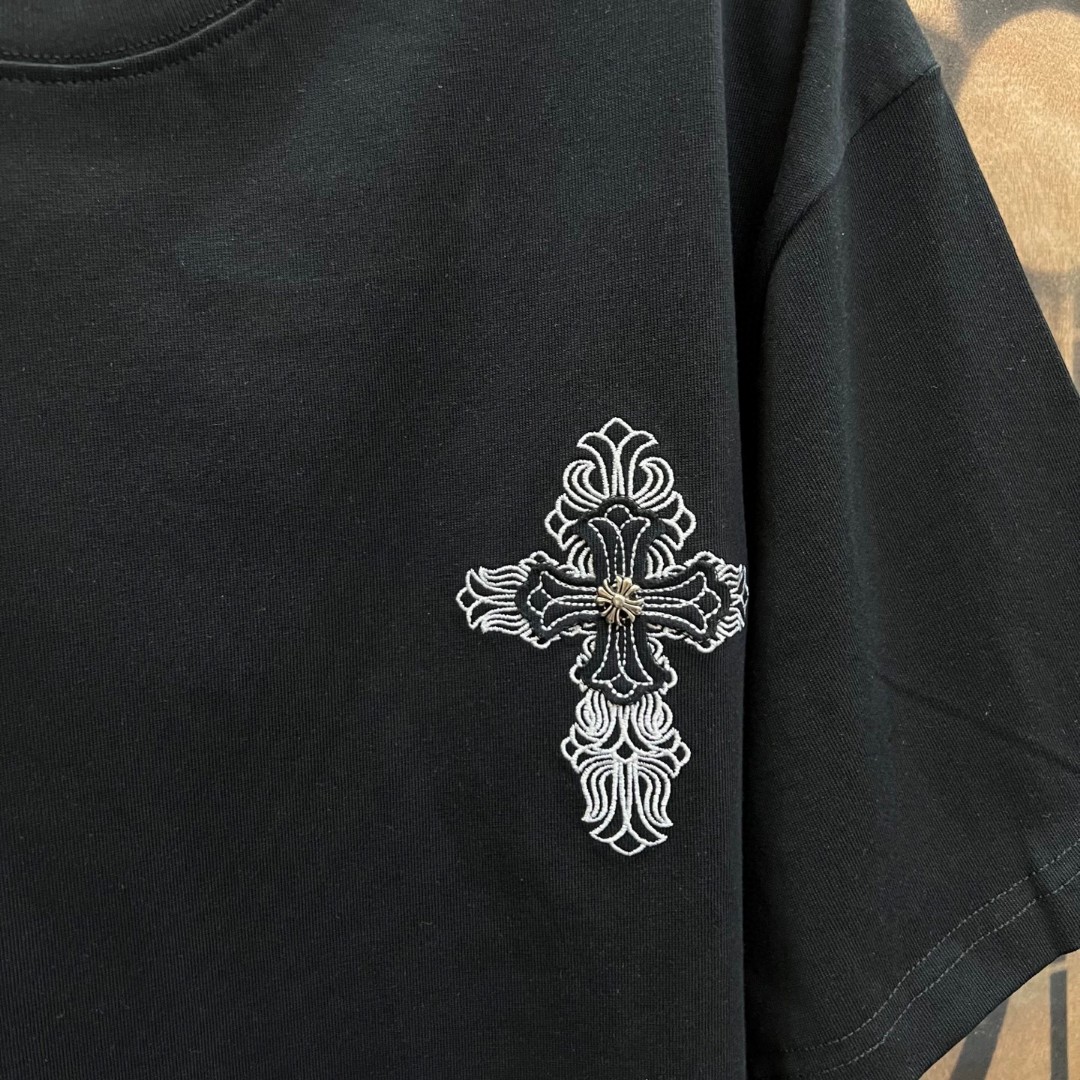 Chrome Hearts 克罗心 十字架绣花圆领短袖 T恤 白色 黑色 A0